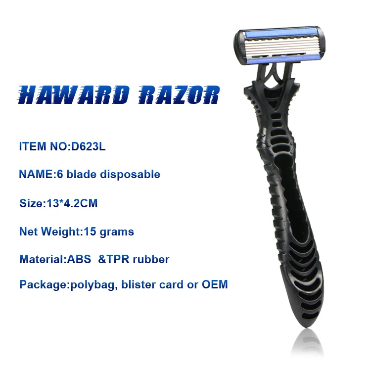 D623L Factory Direct Price 6 Blades Disposable Razor Shaving Men Razor with Six Blades